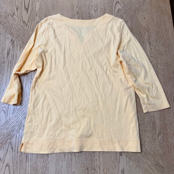 L.L. Bean Women's Pima Cotton Tunic Three-Quarter-Sleeve Splitneck Yellow Medium - Picture 8 of 8